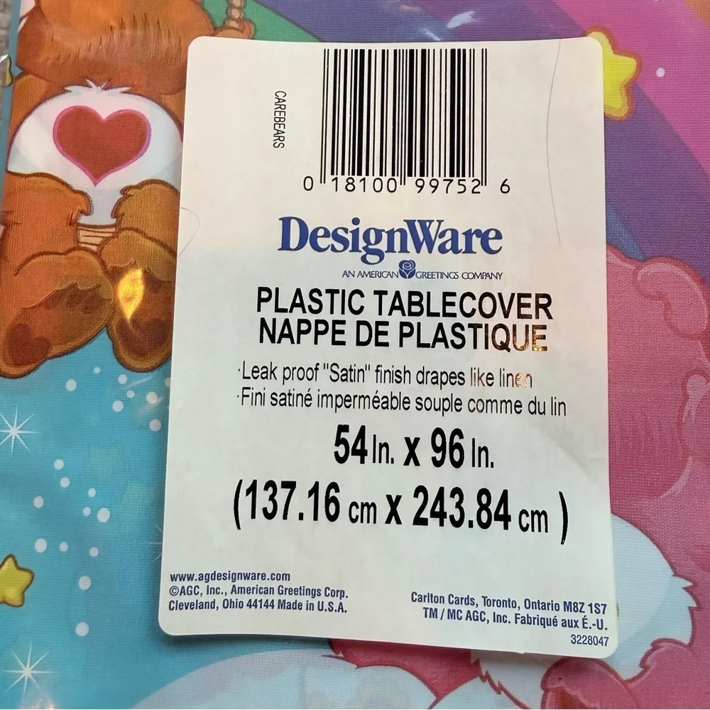 Vintage Care Bears new sealed plates, napkins and plastic table cloth bundle
